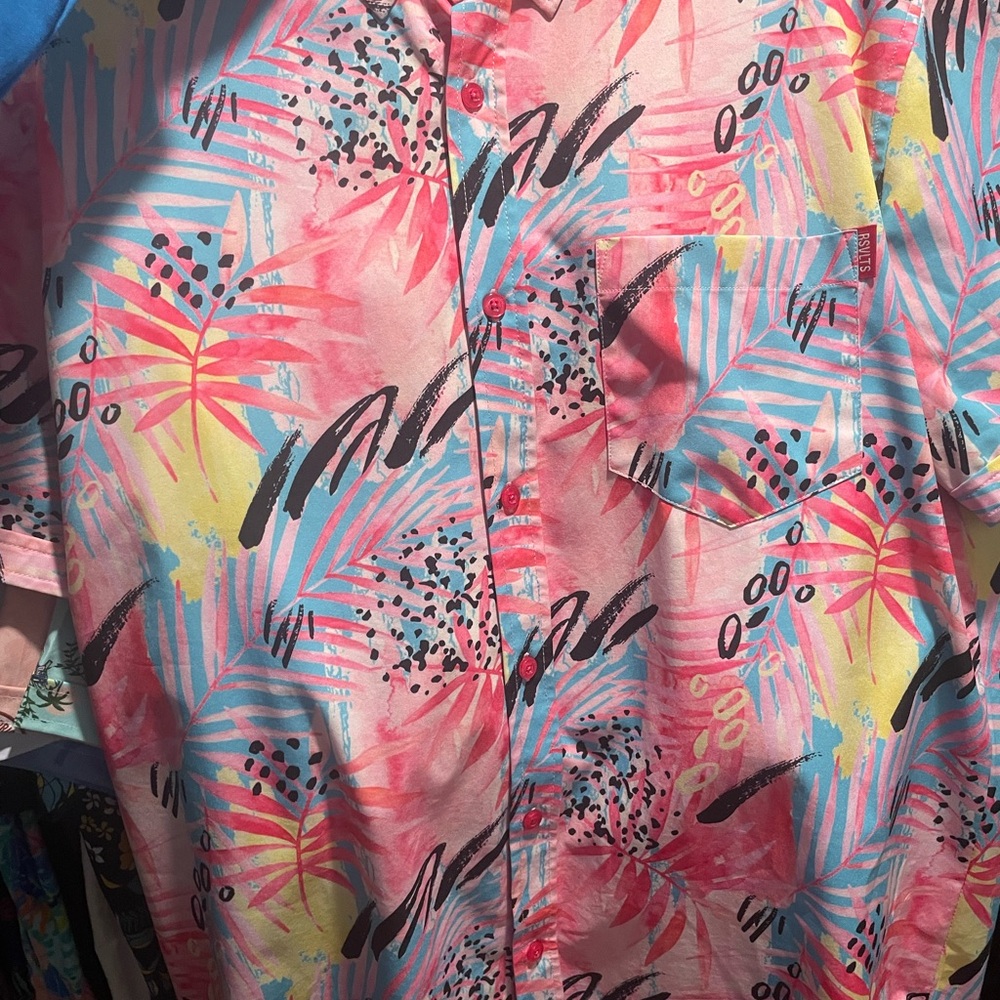 RSVLTS Tropical Print Dress Shirt - Pink, Blue, Yellow